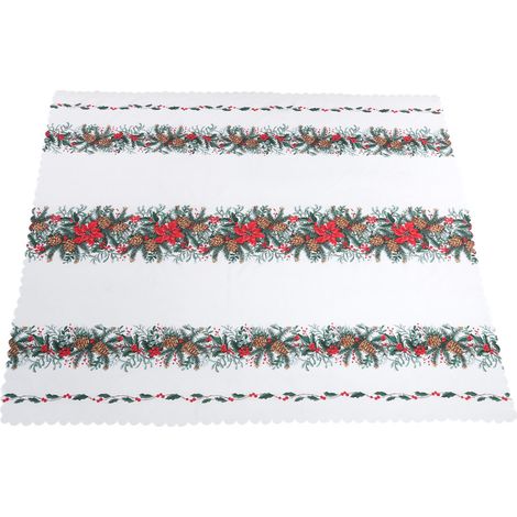 Nappe De Table En Polyester 150x180cm Motif Pommes De Pin Pour Repas De Noël Décoration Festive Rectangulaire 1 Pièce (1/3)
