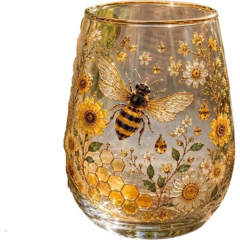 Klares, mundgeblasenes Whiskyglas mit einem niedlichen Tiermotiv (1/2)