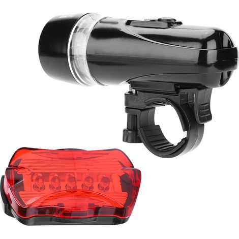 Phare avant et arrière de vélo étanche à 5 LED (noir) (1/5)