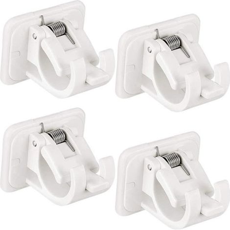 4 pièces supports de support de tige réglables sans clous pour tringle à rideaux suspendue au mur, crochets auto-adhésifs (1/4)
