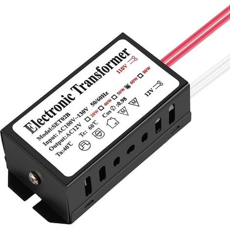 Convertisseur d'alimentation pour lampe halogène 110 V vers 12 V 60 W, boîtier électronique noir () (1/5)