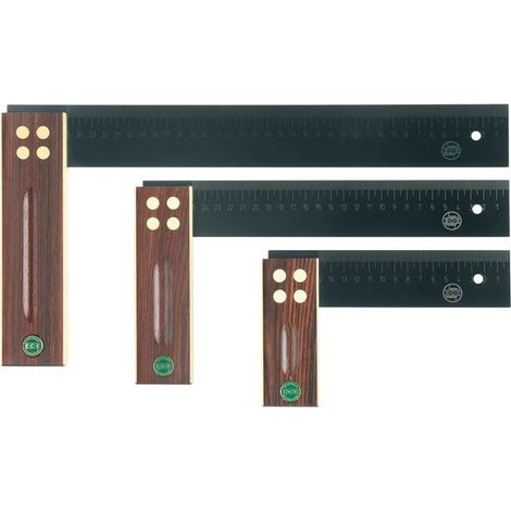 Équerre en bois de palissandre 150mm – Échelle gravée au laser – Rainure double en laiton – Fixation rivetée quadruple – ECE (1/4)