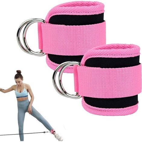 2 Knöchelmanschetten – Gesäßtrainer – Fitnesszubehör – Beintrainer – Muskelaufbau – Verstellbar – Mit doppelten D-Ringen aus Edelstahl – Unisex (1/5)