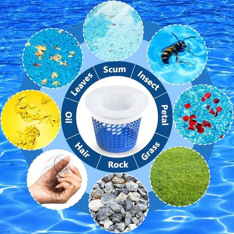 Chaussettes de skimmer pour piscines,Lot de 30,Filtres pour skimmers,Préfiltre en nylon élastique,Filtres de piscine réutilisables (1/4)