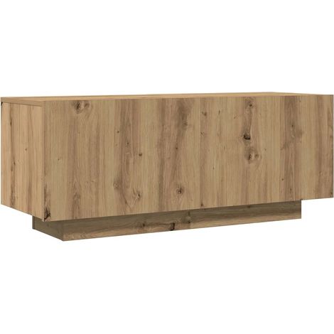Meuble TV en bois d'ingénierie chêne artisanal 100 x 35 x 40 cm avec éléments modulables design élégant (1/5)