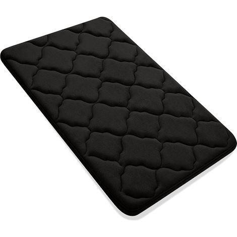 Tapis de Bain Antiderapant,Tapis Salle de Bain en Mousse à Mémoire Douce, Absorbant,Lavable en Machine, 40 x 60 cm, Noir (1/5)