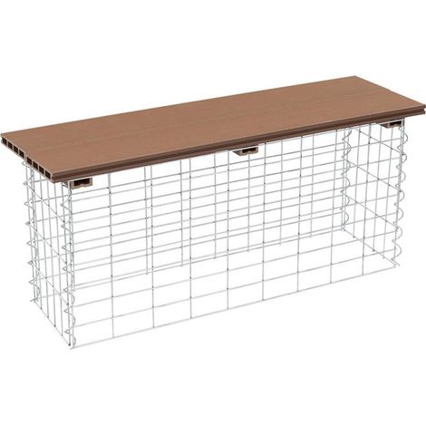 Estexo – Banc de jardin gabion métal galvanisé et WPC 100 x 30 x 43 cm – Résistant aux intempéries – Montage facile – Pour aménagement extérieur (1/5)