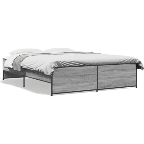Maison Exclusive - Estructura cama madera ingeniería metal gris S