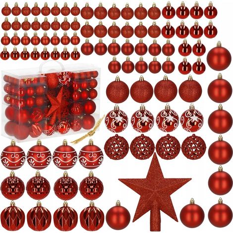 PALLINE DI NATALE SET XXL 101pcs ROSSO MODELLI PALLINA APPENDINI DECORAZIONE (1/5)