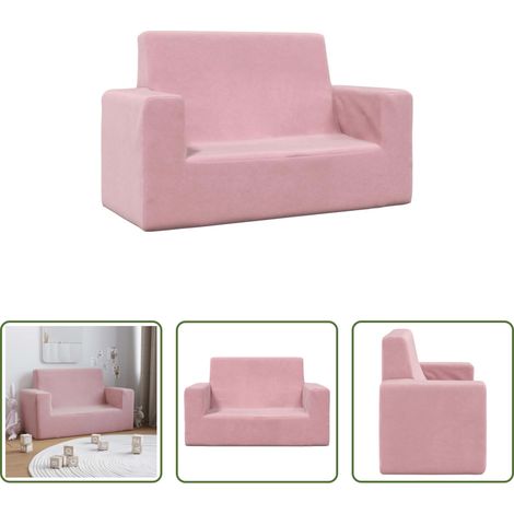 Kinderzimmer -  Kindersofa 2-Sitzer Rosa Weich Plüsch