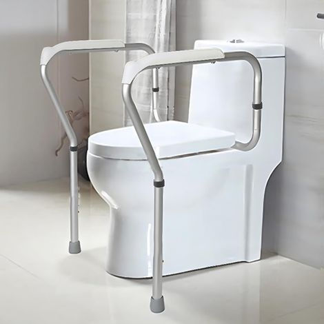 Rehausseur Toilette Adult,Rehausseur WC Adulte avec Accoudoir,Barre WC Handicapé,Cadre Toilette Securise Réglable,Cadres de Sécurité pour Toilettes,Barra D'Appoggio per WC con Regolazione In Altezza (1/5)