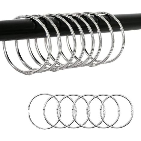 Anneaux de rideau de douche ouvrants, lot de 30, argentés, 60 mm (1/5)