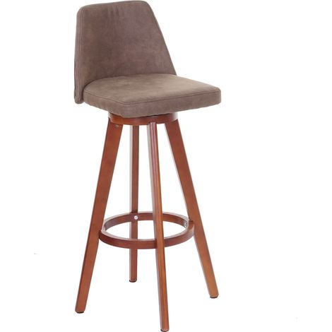 Tabouret de bar HWC-C43, chaise de bar / comptoir, bois tissu, rotatif - vintage marron, pieds foncés