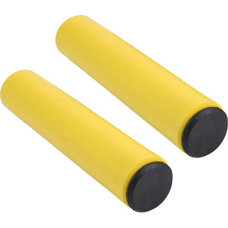 Poignées de vélo antidérapantes en silicone, amortissant les chocs, avec embouts, couleur jaune vif. (1/5)