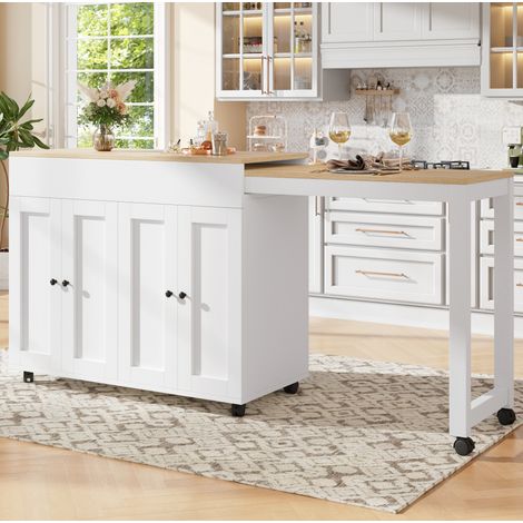 Tavolo bar allungabile 117-180 x 50 x 94,6 cm con vani contenitore, MDF bianco DESVIAE (1/5)