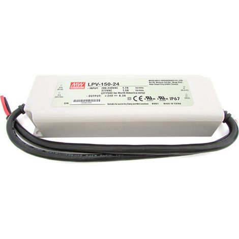 Alimentatore Trasformatore CV MW MEAN WELL Impermeabile IP67 24V 150W 6,3A LPV-150-24 Input 220V e 110V Input 220V e 110V (1/3)