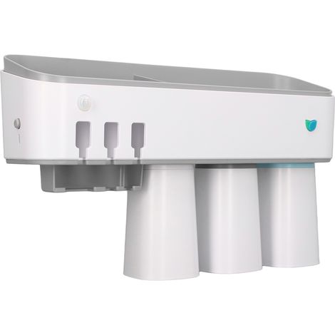 Porte-brosse à dents avec nettoyage intelligent, désinfection sans perforation, stérilisation ultraviolette, chargement USB, accessoire de salle de bain, gris (1/5)