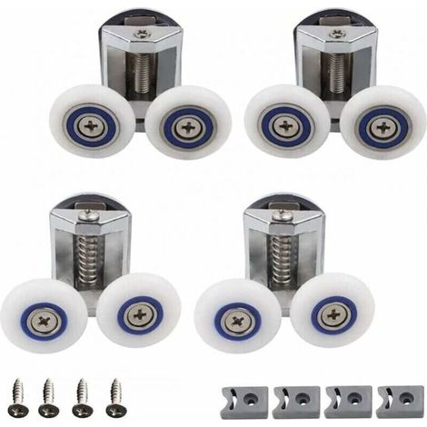 Roue Porte Douche, 4 Pièces Douche Douche Double Roues Porte, Roulette Porte Douche, Rouleau Cabine Douche Salle Bain, Peut Etre Utilisé pour Remplacer les Rouleaux Dans la Salle de Bain Familiale (1/4)