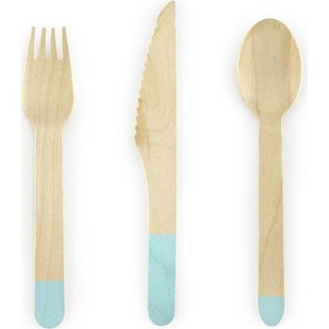 Posate in legno color menta, 16 cm, 18 pezzi