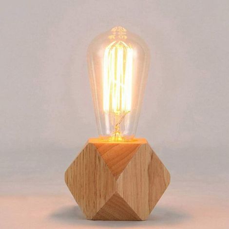 Diamant norme européenne 7.58.0 cm petite lampe de table mini bois décoration chambre dortoir lampe,pour chambre, salon (1/5)