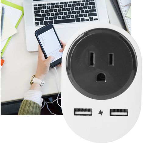 Reiseadapter EU auf US/Japanisch mit zwei USB-Anschlüssen für Mobiltelefone und Tablets (110–240 V/10 A) (1/5)