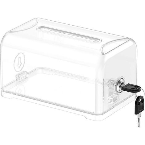 Spendenbox aus Acryl für Fundraising-Zwecke, transparente Vorschlagsbox mit Einwurfschlitz und Schloss, Tisch-Sammelbox. (1/5)