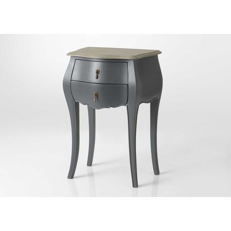 Amadeus - Table d'appoint 2 tiroirs en chêne gris L50 cm Murano Céleste (1/4)