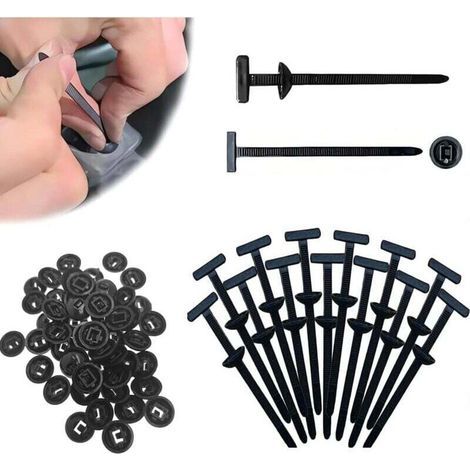 100PCS Nylon Universal Cable Tie Buckle, Collier de Serrage Serre-Câbles Robustes, liens de serrage plastique,UV Resistant Black Cable Ties Tool Accessory for Car Daily Repair, Bumper Retainer Clips (1/4)