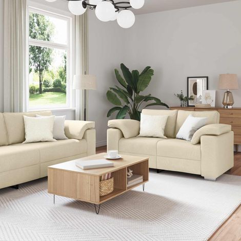 Sofá 2 pcs Crema 219 x 80 x 82 cm tela