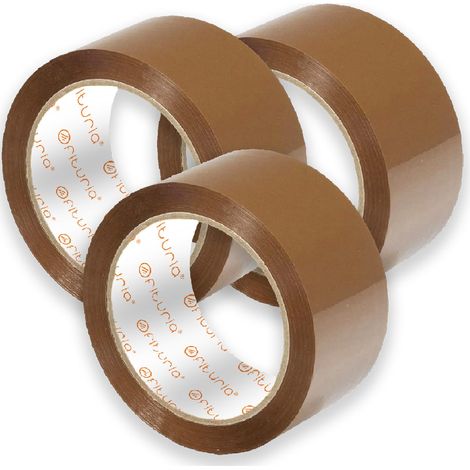 OFITURIA Nastro Adesivo per Imballaggio, Nastro per Pacchi Marrone, Nastro da Imballaggio per Scatole da Trasloco e Spedizioni, Nastro per Pacchi, Nastro Imballaggio Resistente (38mmx66m, 3 nastri)