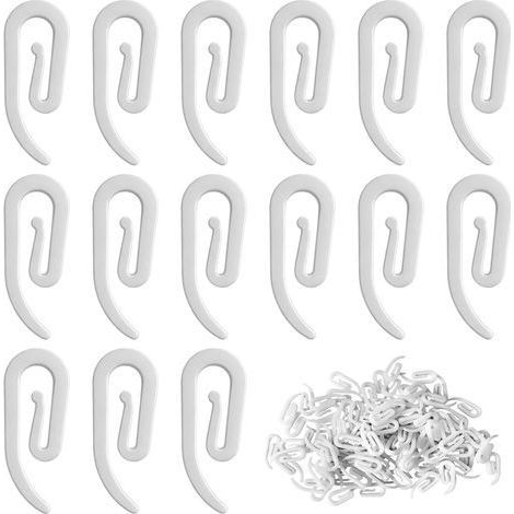 Crochet Rideau Rail, 100PCS Agraphes pour Rideaux en Plastique, 28 x 12 mm Crochets de Rideaux, Blanc, pour Rideau de Douche, Rideaux de Fenêtre et Rideau de Portes (1/5)