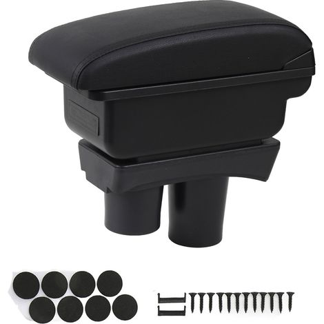 Ampio vano portaoggetti per bracciolo auto, nero lucido, di ricambio per la console centrale, compatibile con Peugeot 301 2013-2016.