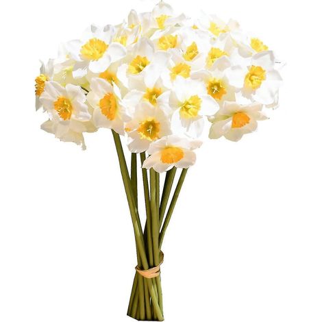 Lot de 12 jonquilles artificielles blanches de Mandy, 41 cm, pour décoration de fête et d'intérieur-AquaForge (1/4)