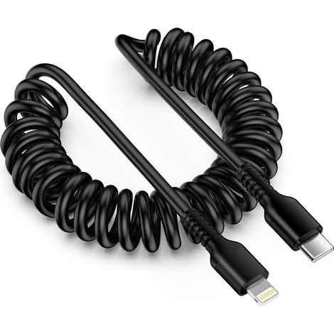 Câble USB C vers Lightning Spiralé, [Certifié MFi] Cable Spirale iPhone USB C Voiture pour Apple CarPlay, Cable i Phone Court Rétractable Charge Rapide pour iPhone 14/13/12/11/Pro Max/XS/XR/X, i Pad (1/5)