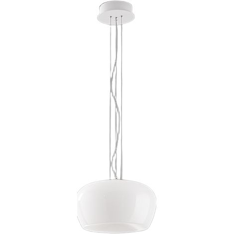 Suspension Led 20W En Verre Blanc Brillant Et Structure Blanc Mat D.38Cm - Design Moderne Et Élégant Pour Intérieur - Luminaire Par Perenz (1/3)