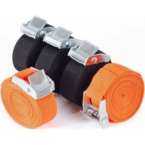 Sangle a Cliquet, 5 pièces Fixation Sangles d'Arrimage avec Crochet Tendeur Sangle à griffe, Sangle Demenagement pour Moto, Barre de Toit, Porte Velo, Transport Bagages, Meubles(2,5 cm x 2,5 m)——VEBTl (1/5)