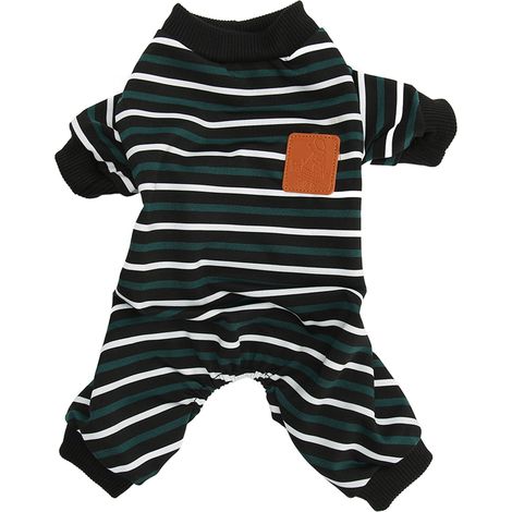 Pyjama rayé pour chien, combinaison extensible, à la mode, mignonne, chaude et confortable, pour chiens, chiots, chats, animaux de compagnie XL (1/5)