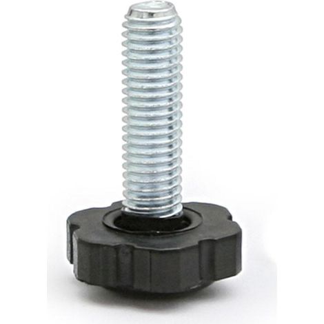 pie nivelador regulable dado d22x10 m8x37 negro largo rosca 28mm. grosor base 10mm.