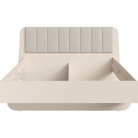 Bett 160x200 cm AMALIE – Farbe Sandbeige – Gepolstertes Kopfteil – Lattenrost nicht enthalten (1/5)
