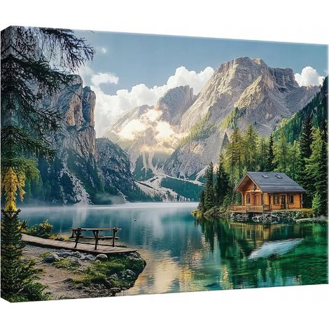 Peinture Murale sur toile montagnes vue nature pour chambre salon cuisine 60x40 (1/3)