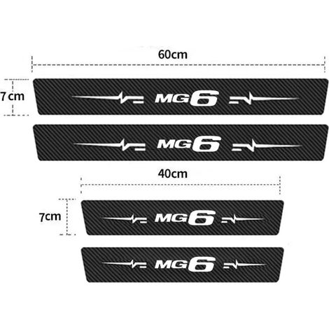 (4 Seuils de porte) Convient aux MG MG6. Seuil de porte en fibre de carbone avec logo, protection anti-coups et rayures, film adhésif pour le seuil du coffre arrière. (1/4)