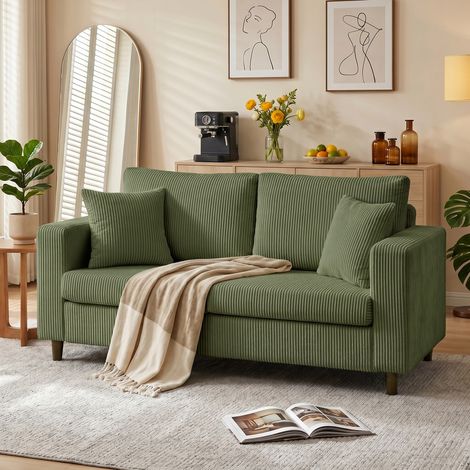Canapé 2 places, 170 cm, aspect velours côtelé, largeur et profondeur d'assise (1/5)