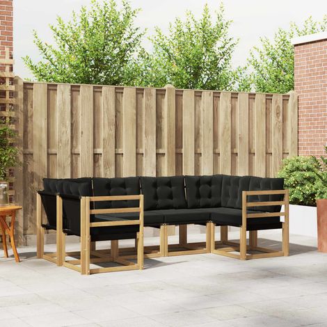 vidaXL Outdoor-Sofagarnitur mit Kissen 6 pcs Weiß und Schwarz (1/5)