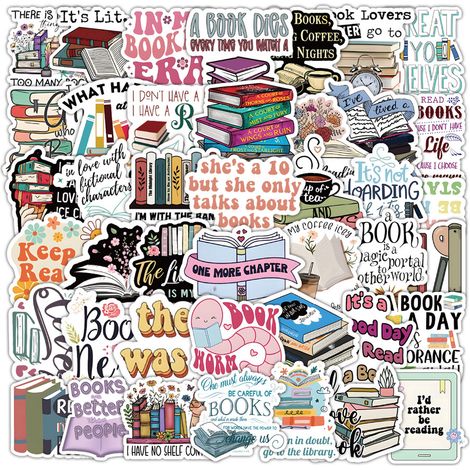 Autocollants Lecture - Vinyle Imperméable - Pour Ordinateur Portable Carnet Agenda Valise Skateboard - Lot de 50 Pièces (1/5)