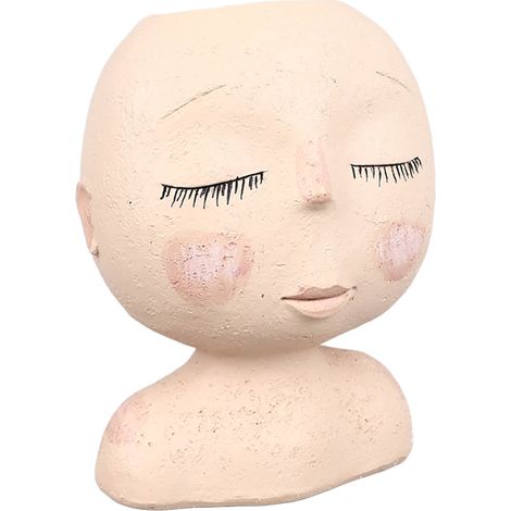 Pot de fleurs en forme de tête de visage, en résine, avec trou de drainage, pour plantes d'intérieur et d'extérieur, style 2