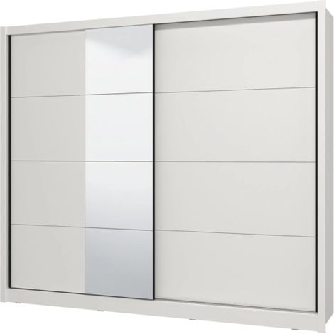 armadio 2 ante scorrevoli bellahome "alba" con specchio bianco 250,8x59,8x215,7 cm
