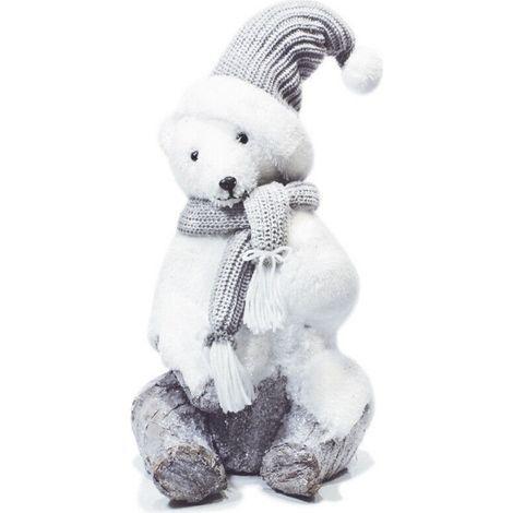 Orso bianco polare con cappello in lana decorazioni addobbi di natale igloo idea regalo ornamento casa negozi (1/5)