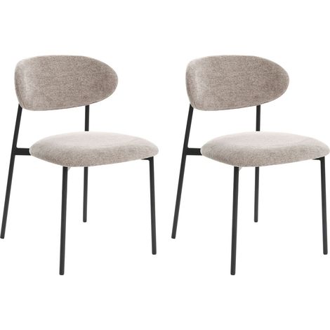Esszimmerstuhl 2er Set COWLEY Chenillegewebe Taupe (1/5)