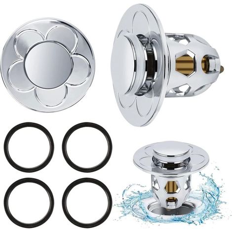 Tapón de desagüe emergente universal de 2 piezas para fregadero, desagüe emergente con filtro antiobstrucción, filtro de desagüe antibloqueo, tapón para bañera y fregadero de cocina -Crezuo