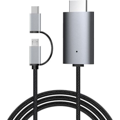 Adaptateur Micro USB/Type-C vers HDMI, câble de connexion pour la duplication d'écran de téléphone/tablette sur TV (1/5)